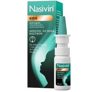 Nasivin Kids aerozol do nosa, dla dzieci od 1 do 6 lat, 10 ml