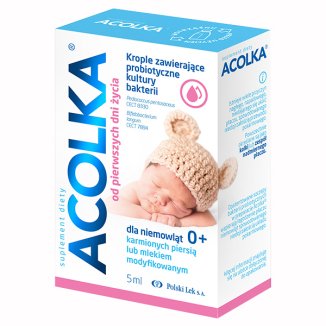 Acolka, krople dla niemowląt 0+ karmionych piersią lub mlekiem modyfikowanym, 5 ml