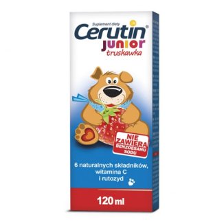 Cerutin Junior, syrop dla dzieci powyżej 3 roku, smak truskawkowy, 120 ml