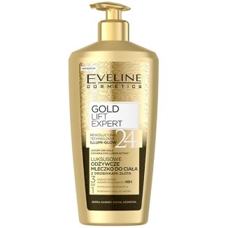 Eveline Gold Lift Expert 24K, luksusowe odżywcze mleczko do ciała z drobinkami złota, 350 ml