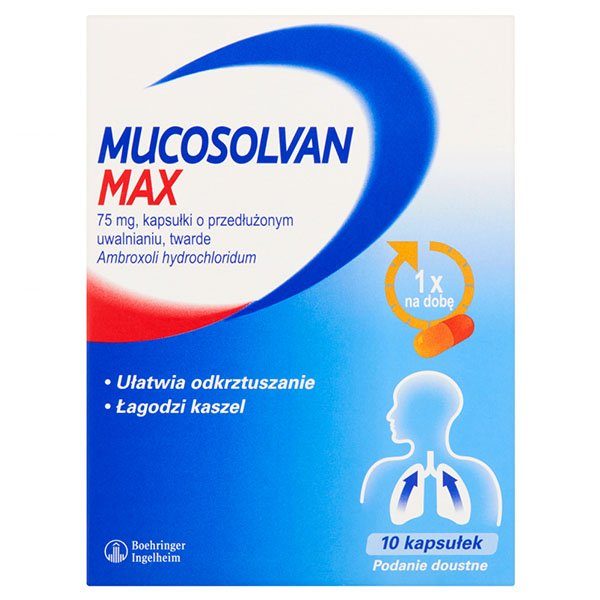 Mucosolvan Max 75 mg, 10 kapsułek twardych o przedłużonym uwalnianiu