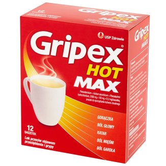 Gripex Hot Max proszek do sporządzania roztworu doustnego, 12 saszetek