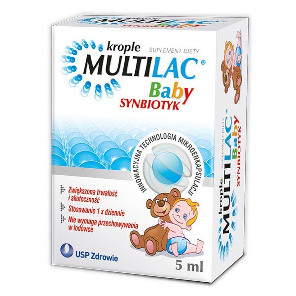 Multilac Baby, krople dla dzieci od 2 miesiąca, 2x 5 ml