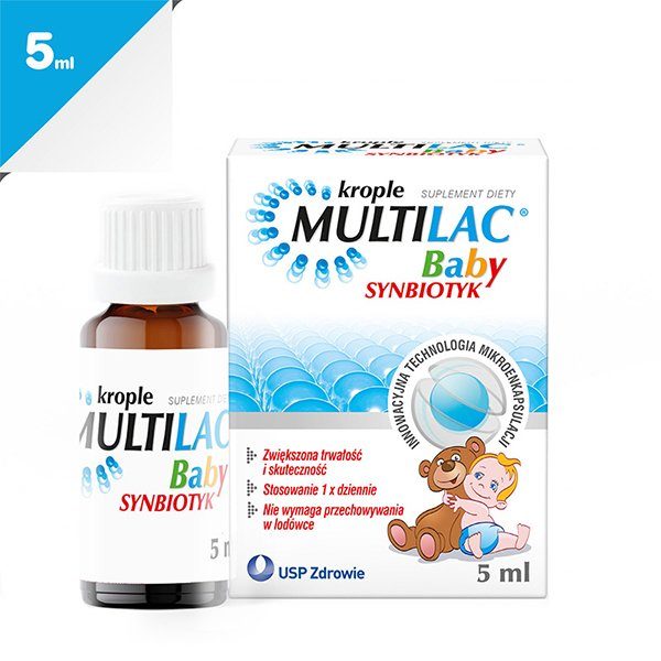 Multilac Baby, krople dla dzieci od 2 miesiąca, 2x 5 ml