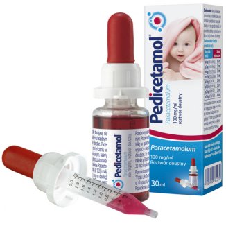 Pedicetamol 100 mg/ ml, roztwór doustny dla dzieci i niemowląt od urodzenia, 30 ml
