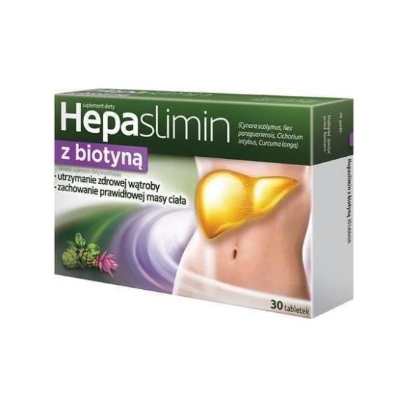 Hepaslimin z Biotyną na Zdrowe Włosy Skórę i Paznokcie 30 Tabletek