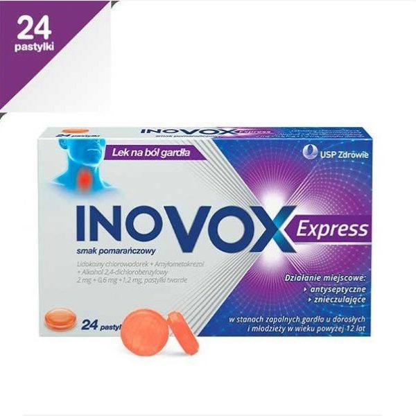 Inovox Express , smak pomarańczowy, 24 pastylki exp 06/22