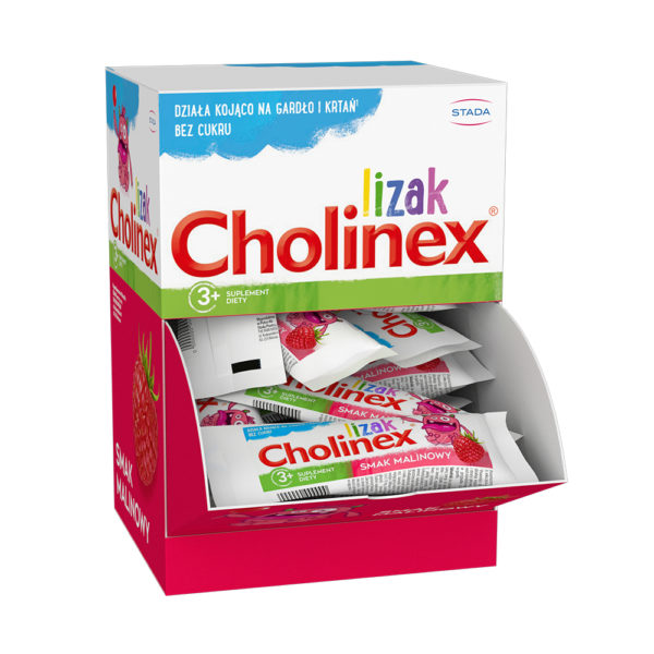 Cholinex Lizak dla dzieci od 3 lat, smak malinowy, 2 sztuki