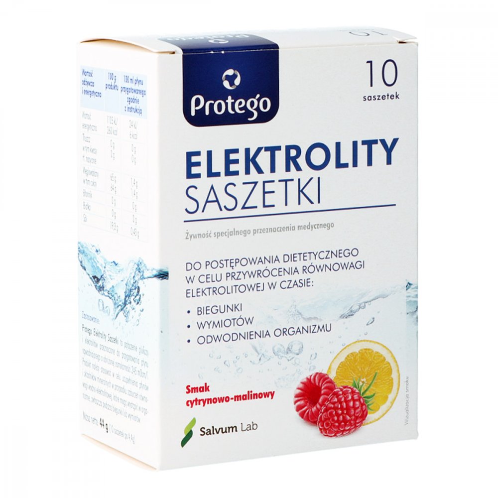 Protego Elektrolity, smak cytrynowo-malinowy, 10 saszetek